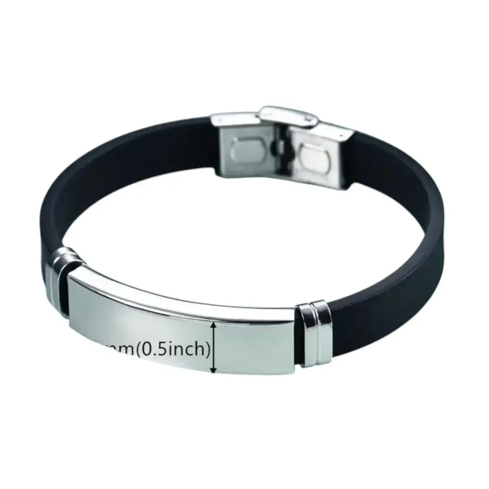 Fashion Bracelet Smooth Silicone Stainless Steel bracelets for men jewelry